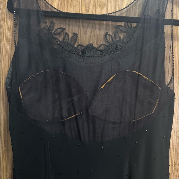 Cache Black Beaded Sheer Neckline Evening Gown Dress Size 12. Preown - Picture 10 of 14